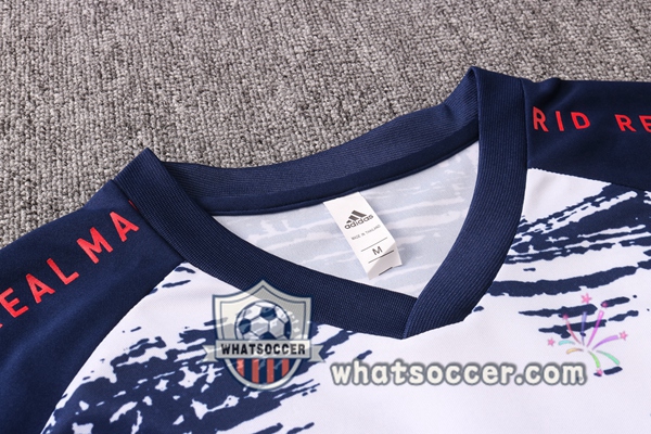 Real Madrid + Pants White Blue Royal Training T-Shirt Suit 2020-2021