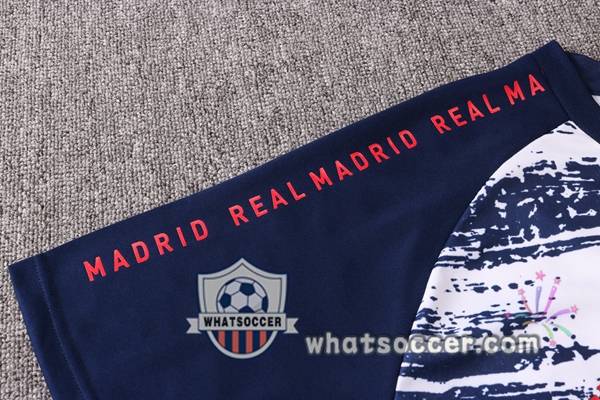 Real Madrid + Pants White Blue Royal Training T-Shirt Suit 2020-2021