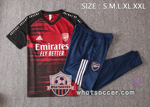 Arsenal + Pants Red Black Training T-Shirt Suit 2020-2021