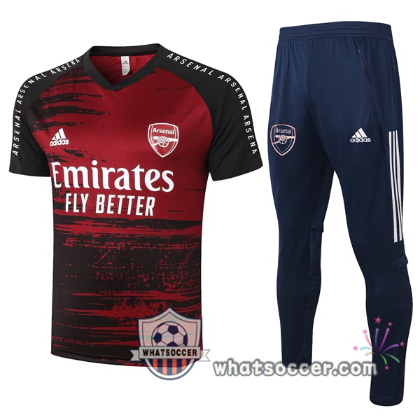Arsenal + Pants Red Black Training T-Shirt Suit 2020-2021