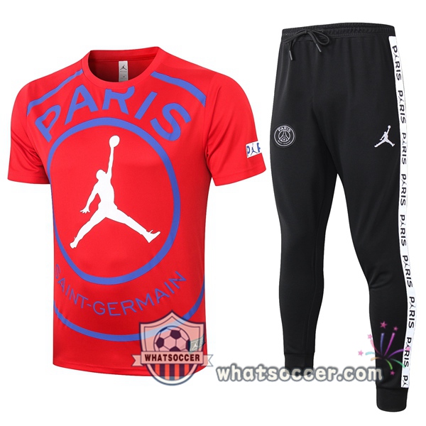 Paris PSG Jordan + Pants Red Training T-Shirt Suit 2020-2021