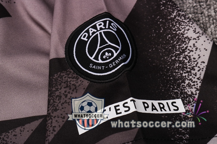 Paris PSG Black Gray Training T-Shirt Suit 2020-2021