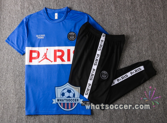 Paris PSG Blue White Training T-Shirt Suit 2020-2021