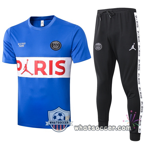 Paris PSG Blue White Training T-Shirt Suit 2020-2021