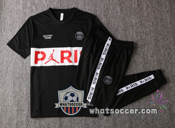Paris PSG Black White Training T-Shirt Suit 2020-2021
