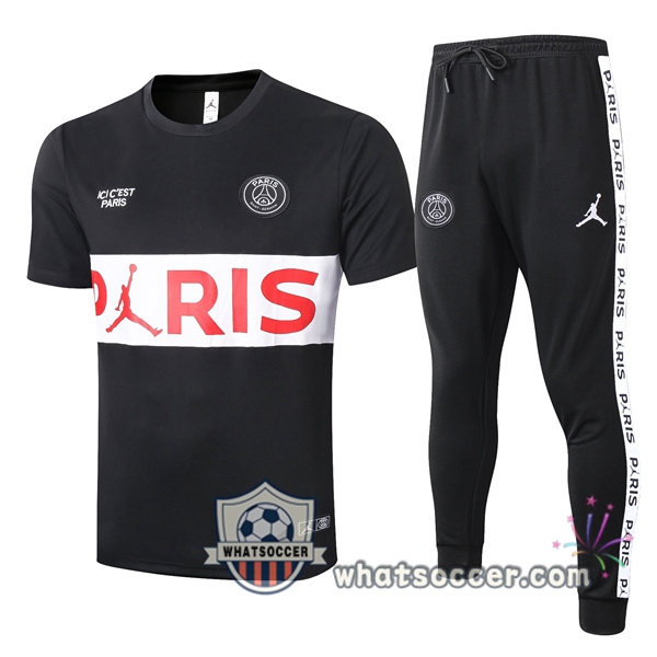 Paris PSG Black White Training T-Shirt Suit 2020-2021
