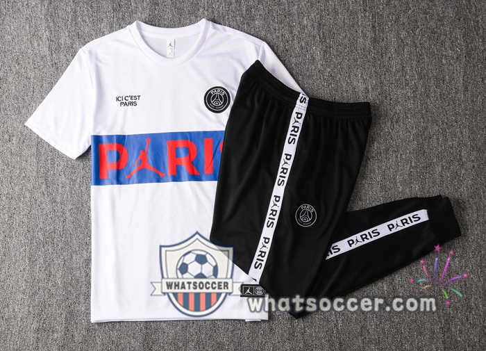 Paris PSG White Blue Training T-Shirt Suit 2020-2021