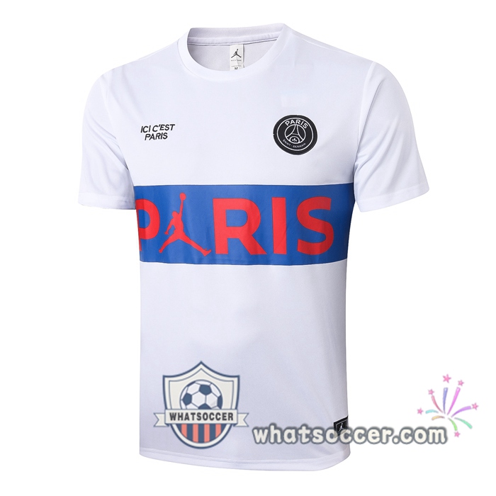 Paris PSG White Blue Training T-Shirt Suit 2020-2021