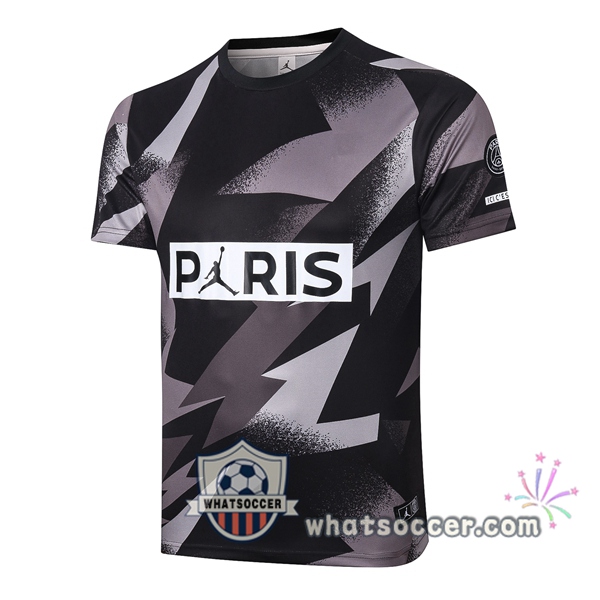 JORDAN Paris PSG Black White Gray Training T-Shirts 2020-2021