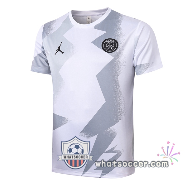JORDAN Paris PSG White Gray Training T-Shirts 2020-2021