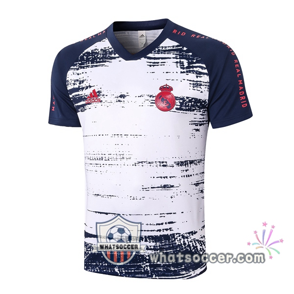 Real Madrid White Blue Royal Training T-Shirts 2020-2021