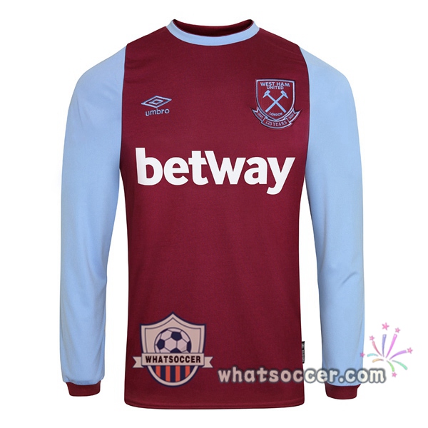 West Ham Home Soccer Jerseys Long Sleeve Red 2020-2021