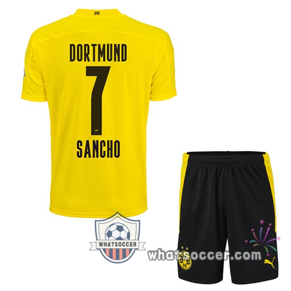 Dortmund BVB (Sancho 7) Kids Home Soccer Jerseys 2020-2021