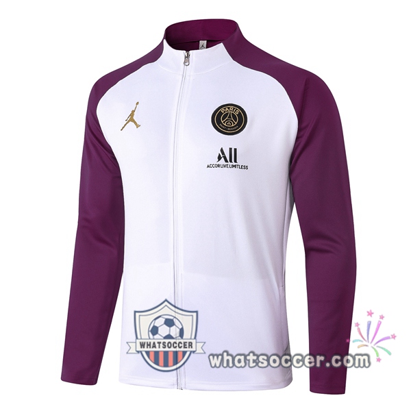 JORDAN Paris PSG White Purple Soccer Jacket 2020-2021