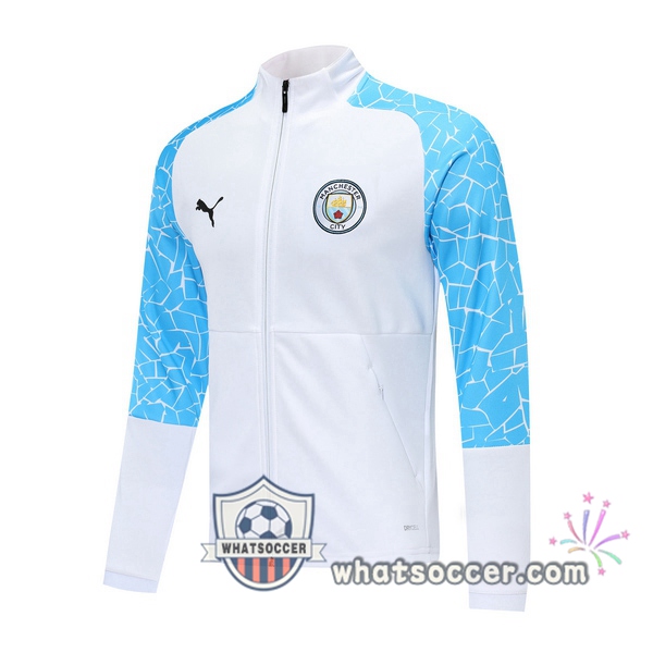Manchester City White Blue Soccer Jacket 2020-2021