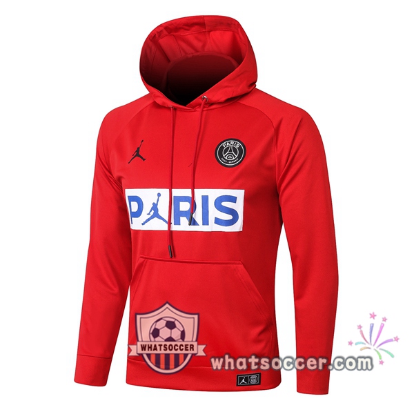 JORDAN Paris PSG Red Hooded Jacket 2020-2021