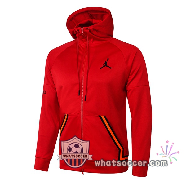 JORDAN Paris PSG Red Hooded Jacket 2020-2021