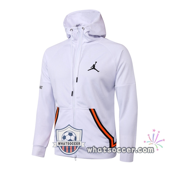 JORDAN Paris PSG White Hooded Jacket 2020-2021
