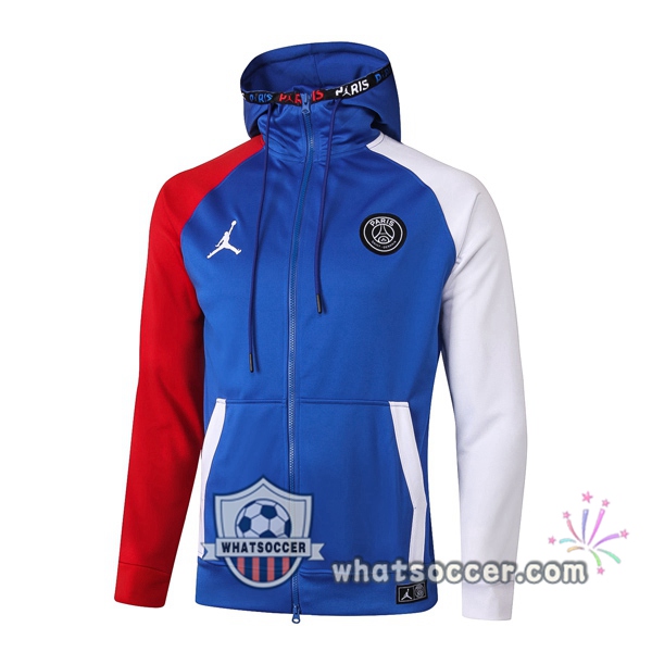 JORDAN Paris PSG Blue Red White Hooded Jacket 2020-2021