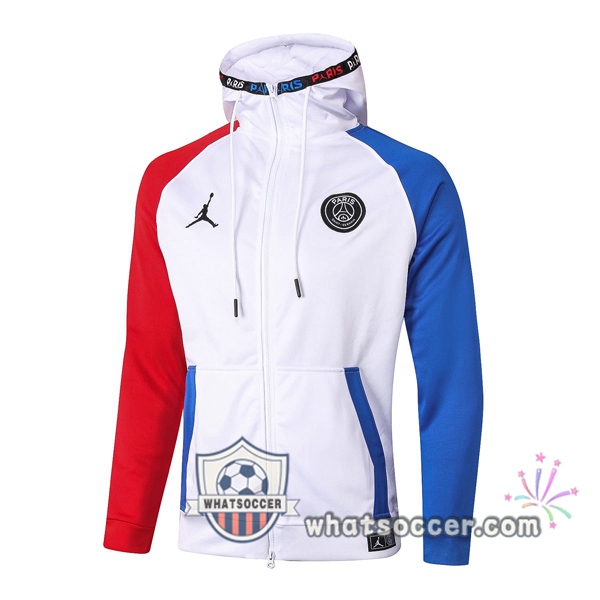 JORDAN Paris PSG White Red Blue Hooded Jacket 2020-2021