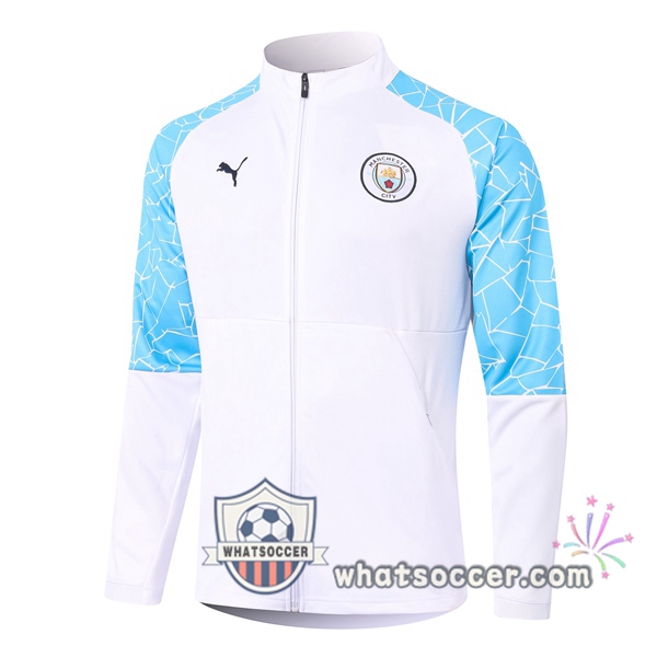 Manchester City White Blue Royal Soccer Jacket 2020-2021