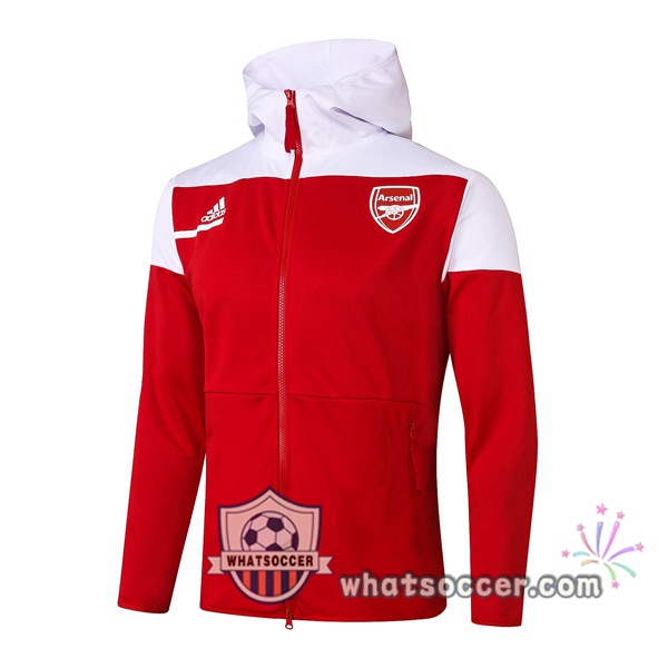 Arsenal Red White Hooded Jacket 2020-2021