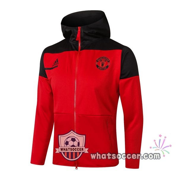 Manchester United Red Black Hooded Jacket 2020-2021