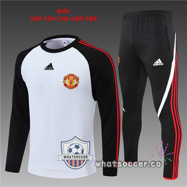 Manchester United Kids White Black Tracksuit 2021-2022