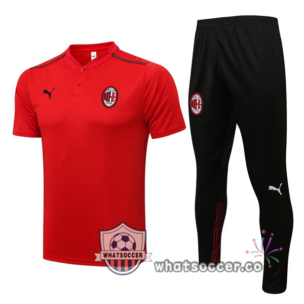 Training Polo AC Milan + Pants Red 2021-2022