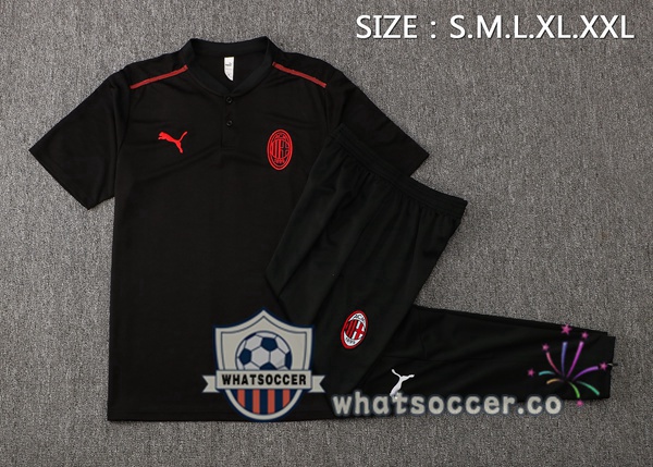 Training Polo AC Milan + Pants Black 2021-2022