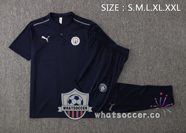 Training Polo Manchester City + Pants Blue Royal 2021-2022