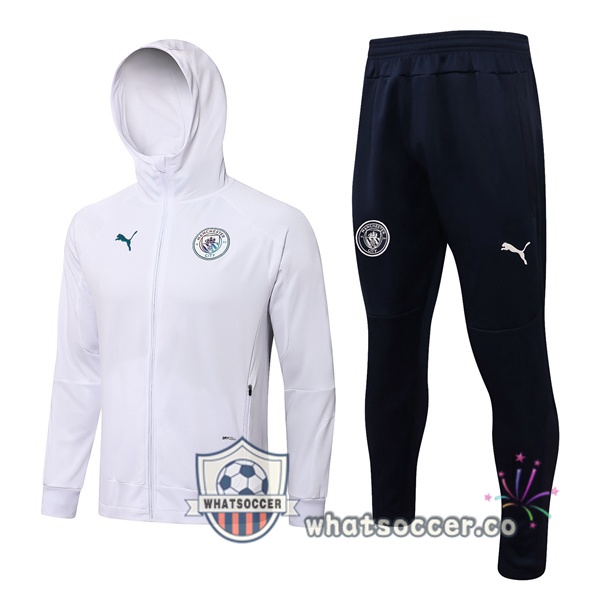 Manchester City White Hooded Jacket 2021-2022