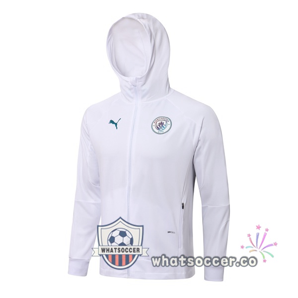 Manchester City White Hooded Jacket 2021-2022
