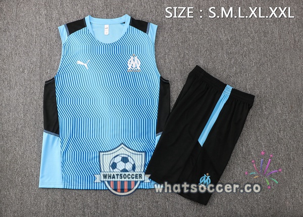 Marseille OM + Shorts Blue Soccer Vest 2021-2022