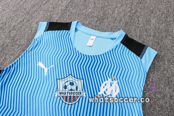 Marseille OM + Shorts Blue Soccer Vest 2021-2022