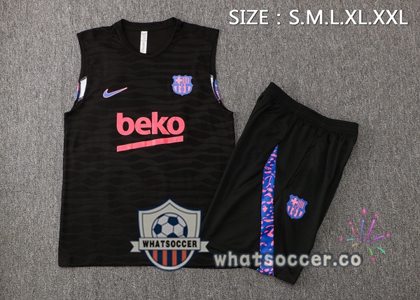 FC Barcelona + Shorts Black Soccer Vest 2021-2022