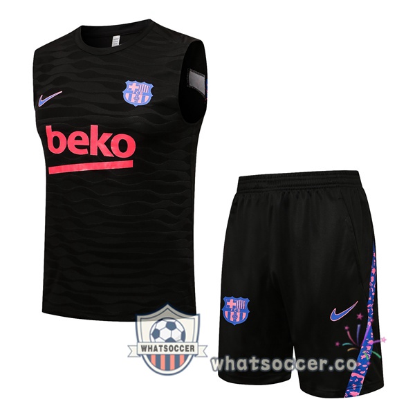 FC Barcelona + Shorts Black Soccer Vest 2021-2022
