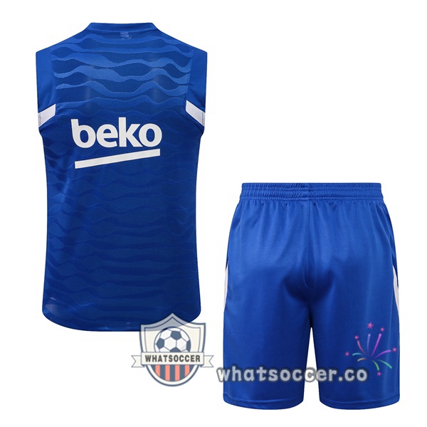 FC Barcelona + Shorts Blue Soccer Vest 2021-2022
