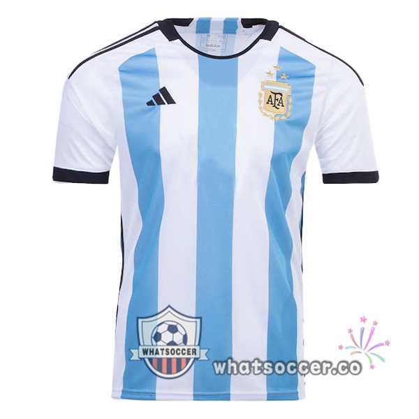 3 Stars Argentina Home Soccer Jerseys Blue White 2022-2023