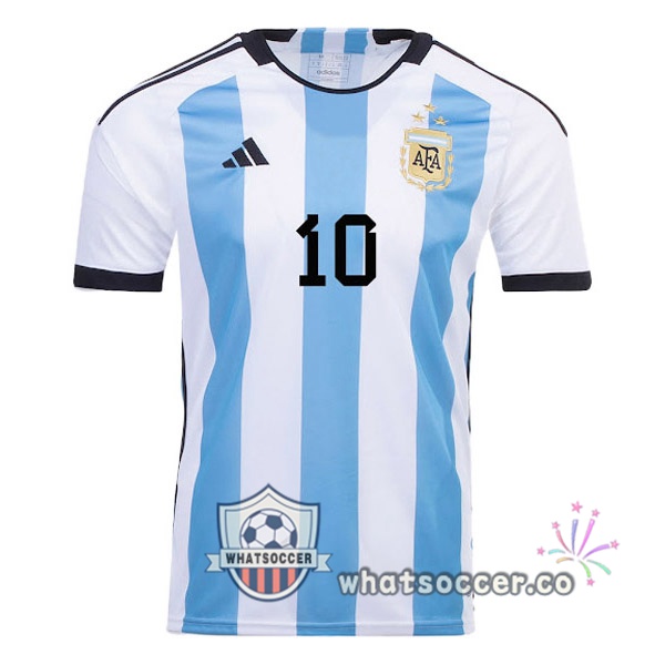 3 Stars Argentina (MESSI 10) Home Soccer Jerseys Blue White 2022-2023