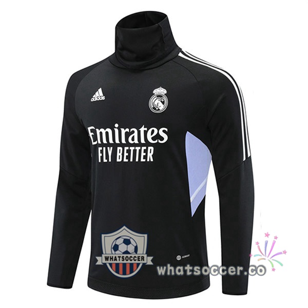 Real Madrid High Collar Soccer Sweater Black 2022-2023