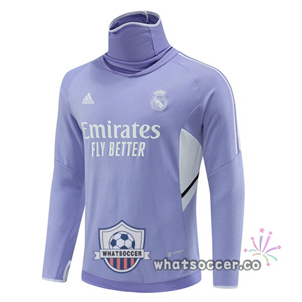 Real Madrid High Collar Soccer Sweater Purple 2022-2023
