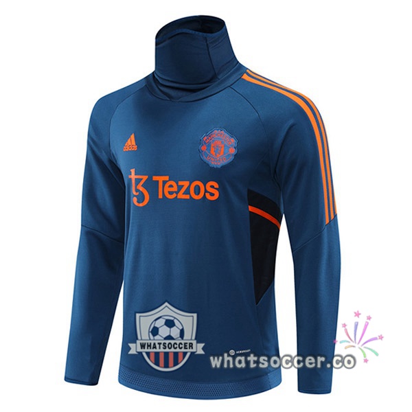 Manchester United High Collar Soccer Sweater Blue 2022-2023
