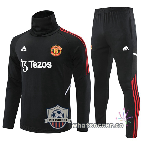 Manchester United High Collar Black Tracksuit 2022-2023