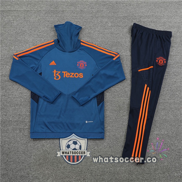 Manchester United High Collar Blue Tracksuit 2022-2023