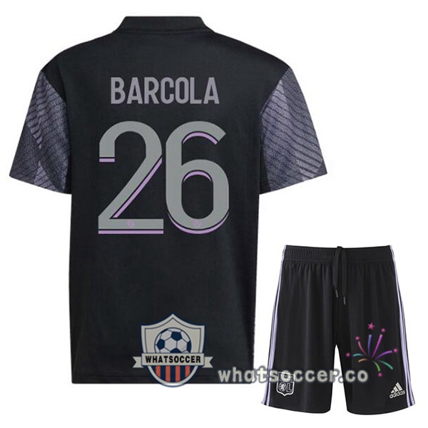 Olympique Lyonnais (BARCOLA 26) Kids Third Soccer Jerseys Black 2022-2023