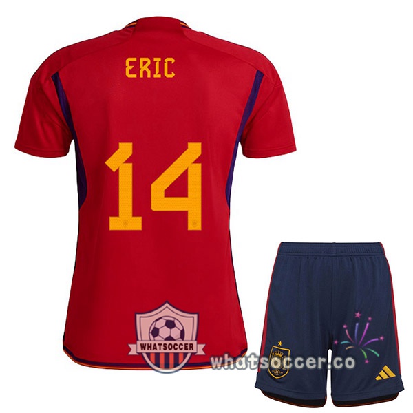 Spain (ERIC 14) Kids Home Soccer Jerseys Red 2022-2023
