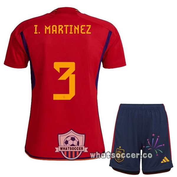 Spain (I. MARTINEZ 3) Kids Home Soccer Jerseys Red 2022-2023