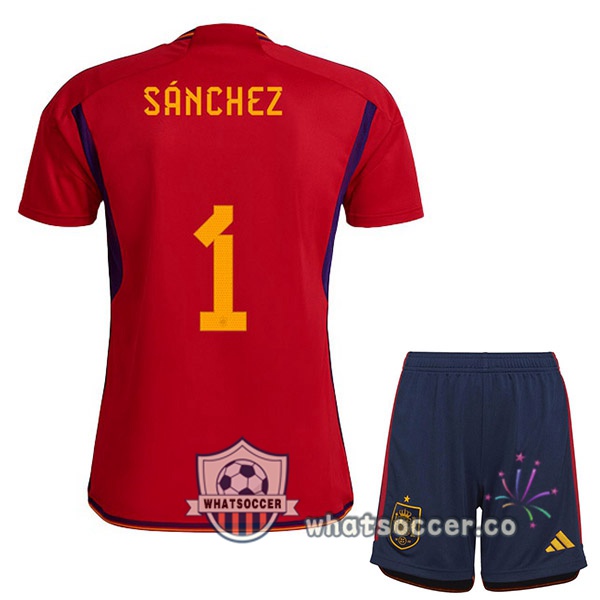 Spain (SÁNCHEZ 1) Kids Home Soccer Jerseys Red 2022-2023