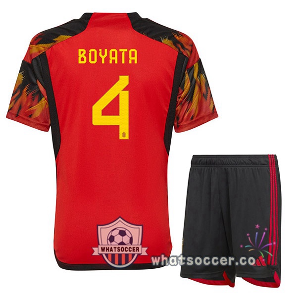 Belgium (BOYATA 4) Kids Home Soccer Jerseys Red 2022-2023